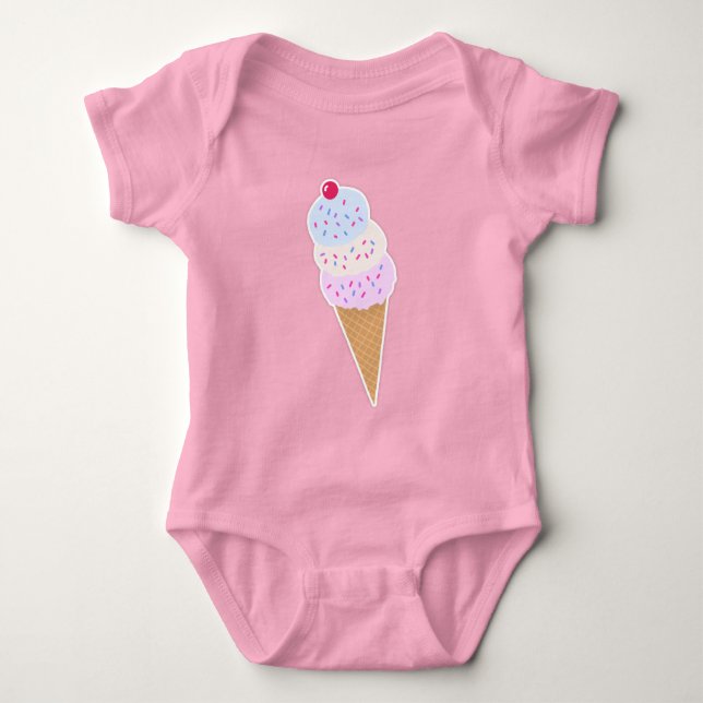 Yummy Icecream Cone Baby Jersey Bodysuit (Front)