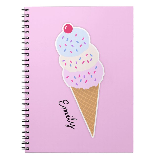 Yummy Icecream Cone Spiral Photo Notebook (Front)
