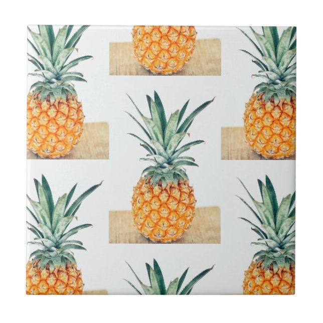 Yummy Pale Pastel Pineapple Print Fruit Tile (Front)