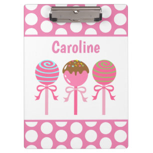 Yummy Pink Cake Pops Personalised Clipboard