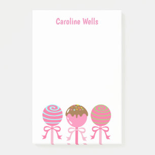 Yummy Pink Cake Pops Personalised Post-it Notepad