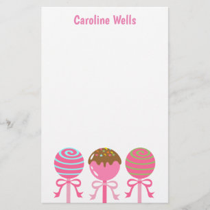 Yummy Pink Cake Pops Personalised Stationery