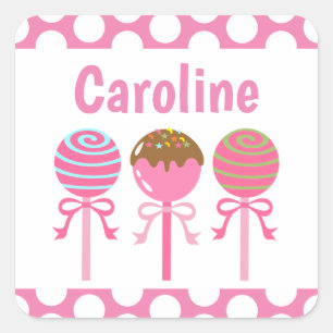 Yummy Pink Cake Pops Personalised Stickers