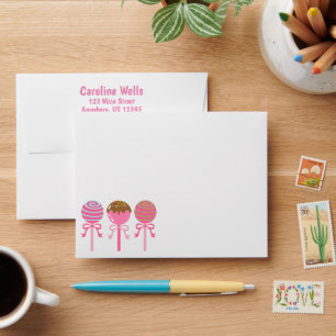 Yummy Pink Cake Pops Personalized Envelopes