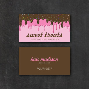 Yummy Pink Cupcake Icing Ice Cream Drips Business Card