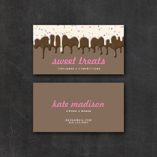 Yummy Pink Cupcake Icing Ice Cream Drips Business  Card