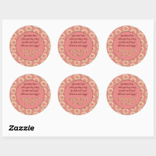 Yummy Pink Sprinkle Doughnut Pattern and Funny Quo Classic Round Sticker