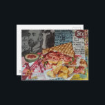 yummy sandwich and chips junk journal Collage Postcard<br><div class="desc">A mixed media collage made with vintage images and a sandwich with chips this one was AI generated based on a photo of my actual junk journal mixed media collage</div>