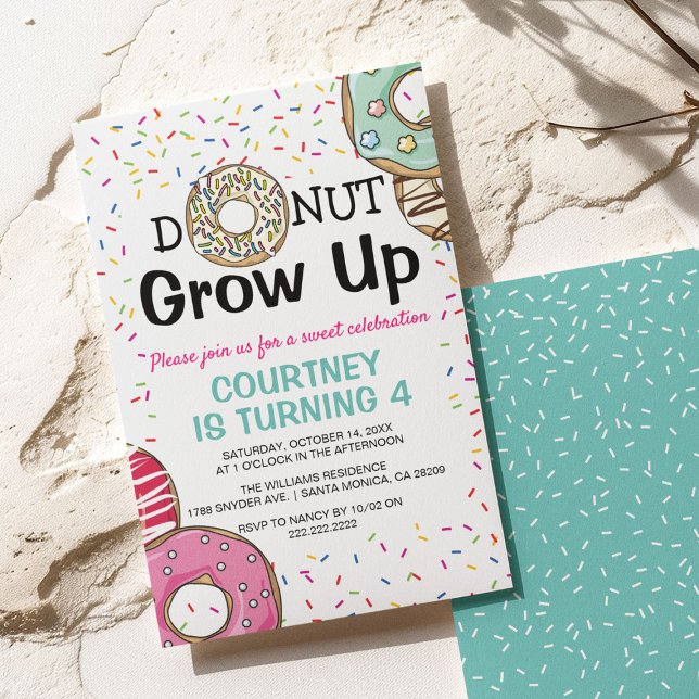 Yummy Scrummy 'Doughnut Grow Up' Kids Birthday Invitation (Creator Uploaded)