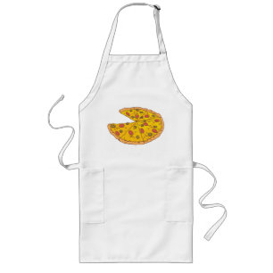 Yummy Sliced Pizza Cartoon Design Long Apron