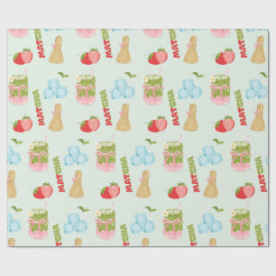 Yummy Strawberry Matcha with Ribbon Wrapping Paper