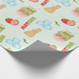 Yummy Strawberry Matcha with Ribbon Wrapping Paper
