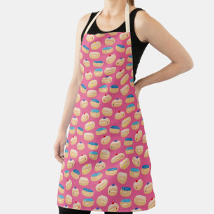 Yummy Sufganiyot Jelly Doughnuts Hanukkah Pattern Apron