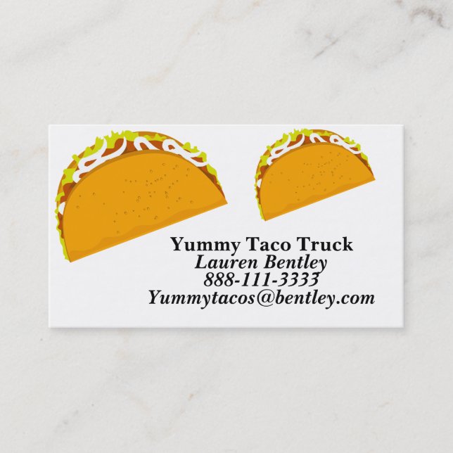 Yummy Taco Food Truck Business Cards (Front)