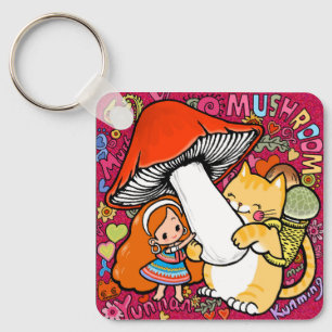 Yunnan Mushroom Cat Girl Aluminium Keychain