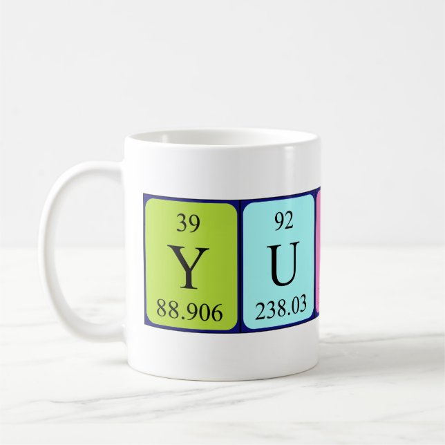Yunus periodic table name mug (Left)