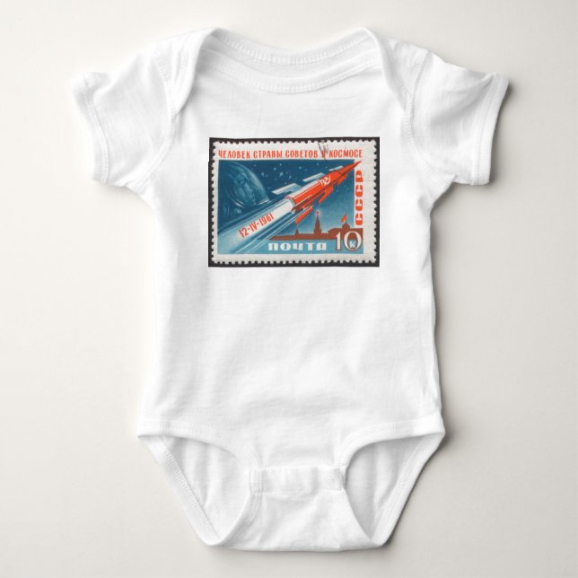 Yuri Gagarin Vostok 1 is 1st Man in Space Baby Bodysuit (Front)