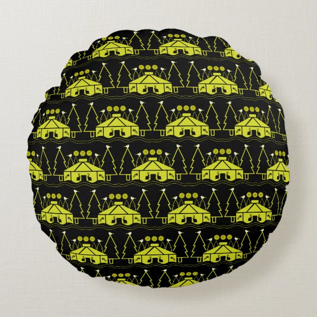 Yurt Living In Nature Round Cushion (Front)