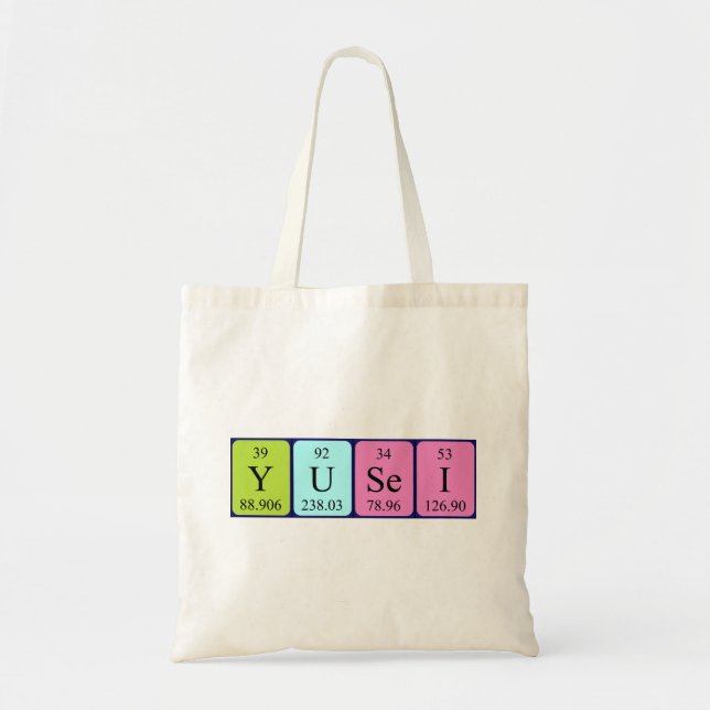 Yusei periodic table name tote bag (Front)