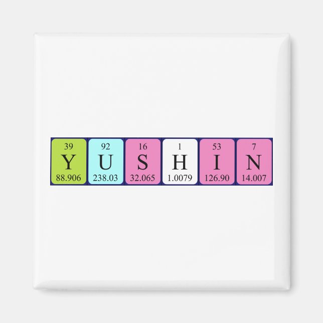 Yushin periodic table name magnet (Front)
