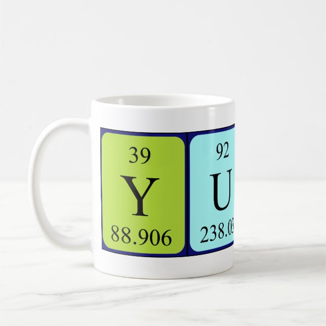 Yusra periodic table name mug (Left)