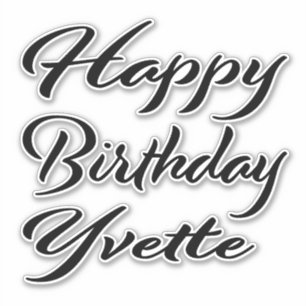 Yvette Name Vorname black Sticker Geburtstag