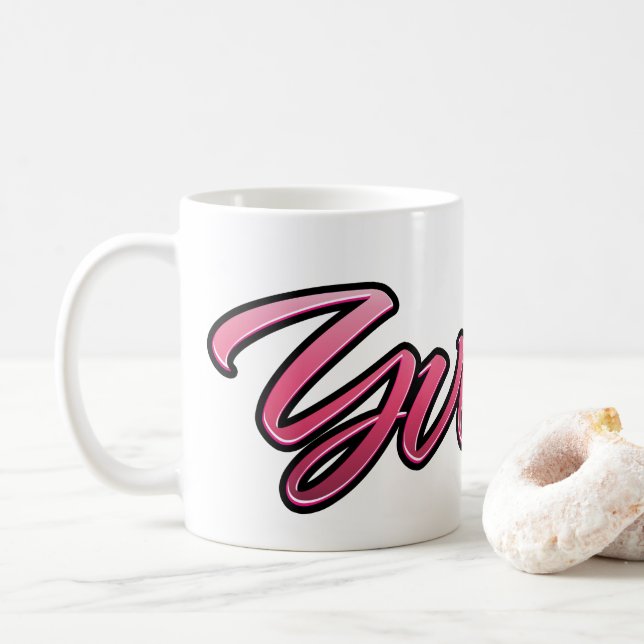 Yvonne faded pink cup tea cup coffee cup (With Donut)