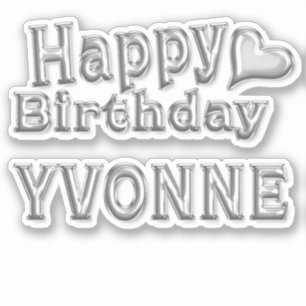Yvonne Happy Birthday silver Sticker