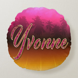 Yvonne Vorname Name golden pink Kissen Round Cushion