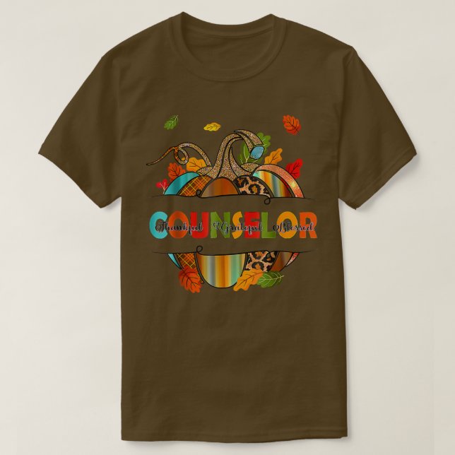 YynA Leopard Fall Autumn Thanksgiving Counsellor S T-Shirt (Design Front)