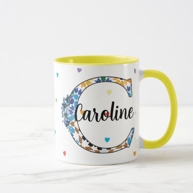 Z8-C Monogram Mug – Geometric & Floral Elegance (Right)