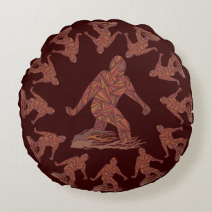 Z Bigfoot Walking Sasquatch Round Pattern Round Cushion