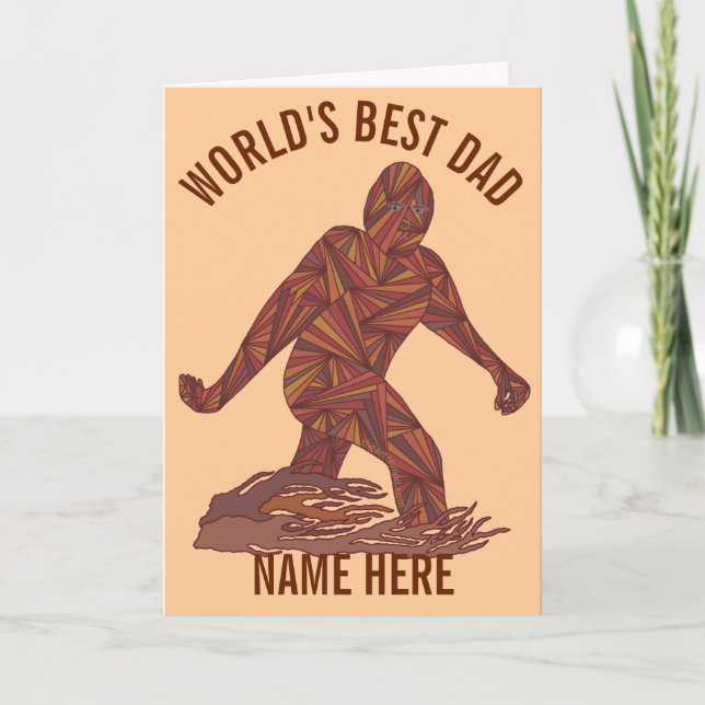 z Bigfoot Walking Sasquatch Worlds Best Dad Funny Card (Front)
