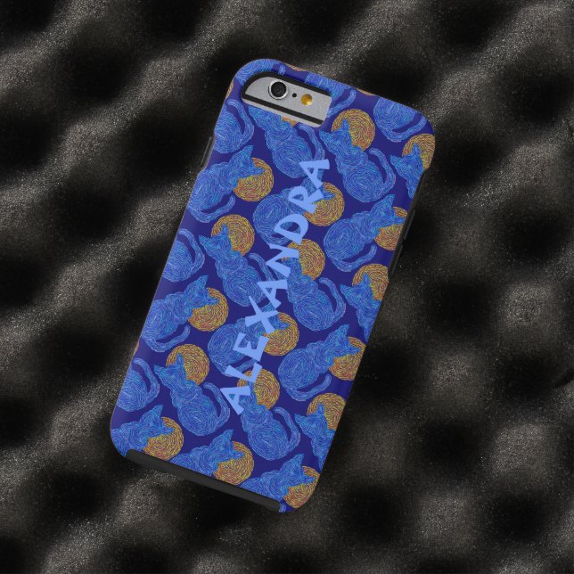 Z Blue Cat And The Moon Cat Lover Pattern Case-Mate iPhone Case (In Situ)