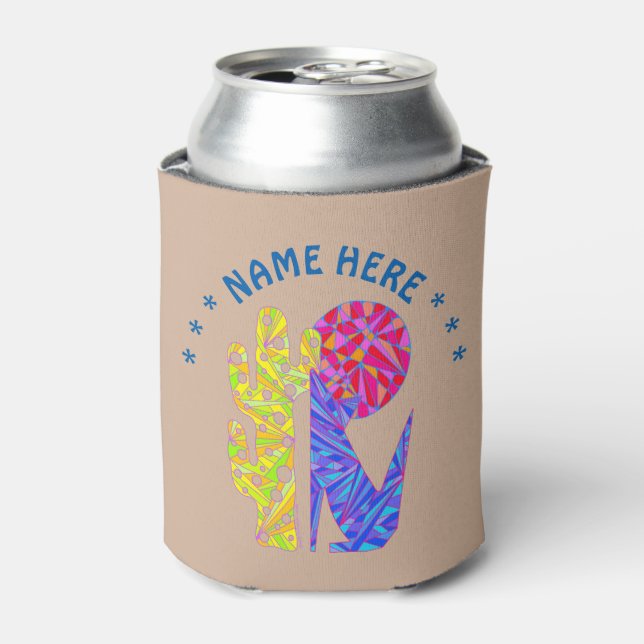 Z Coyote Wolf Colourful Southwestern Design Desert Can Cooler (Can Front)