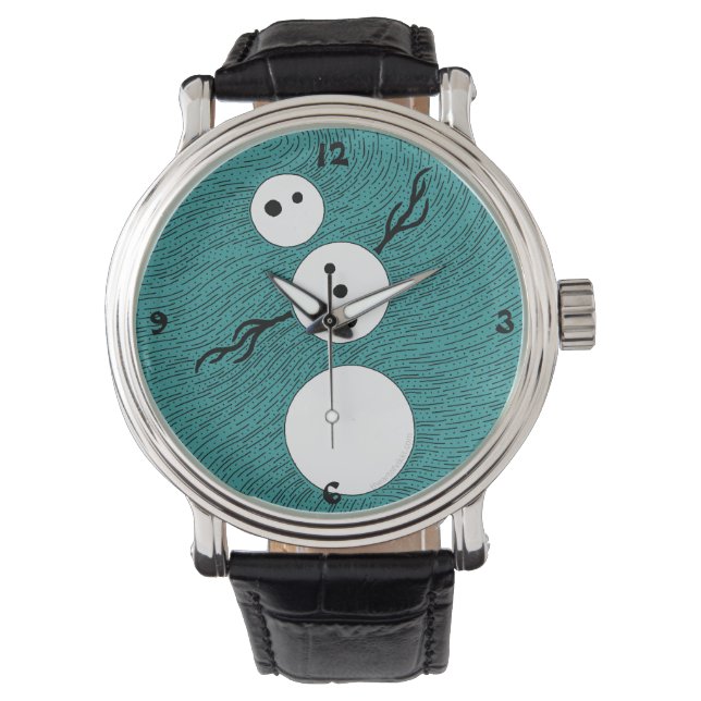 Z Customisable Whimsical Winter Snowman Time Piece Watch (Front)