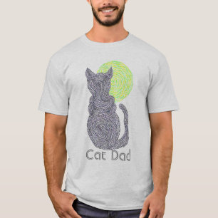 Z Cute Fur Parent Black Cat And The Moon Cat Dad T-Shirt