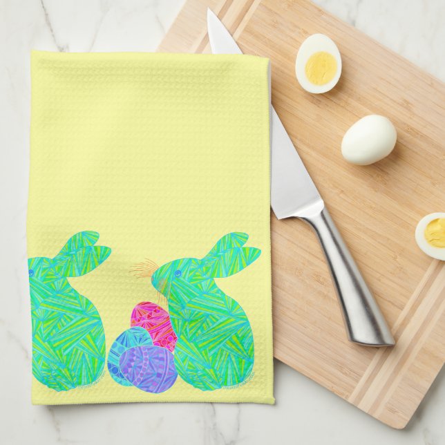 Z Green Easter Bunny Holiday Party Kitchen Towel (Quarter Fold)