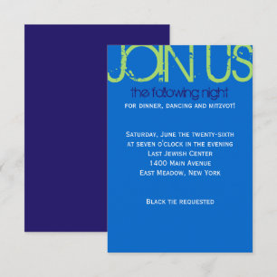 Z Initial Collection Bar Bat Mitzvah Party Card