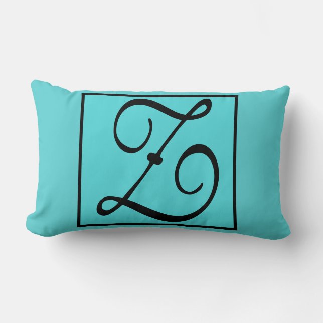 Z INITIAL PILLOW - Letter Z on Aqua Background (Front)