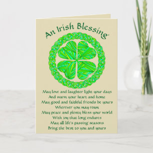 Z Irish Blessing Celtic Shamrock Card