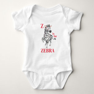 Z is for ZEBRA Whimsical  Baby Bodysuit