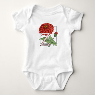 Z is for Zinnias Flower Monogram Baby Bodysuit