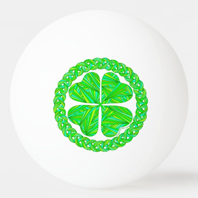 Z Lucky Celtic Shamrock Four Leaf Clover Ping Pong Ball (Front)