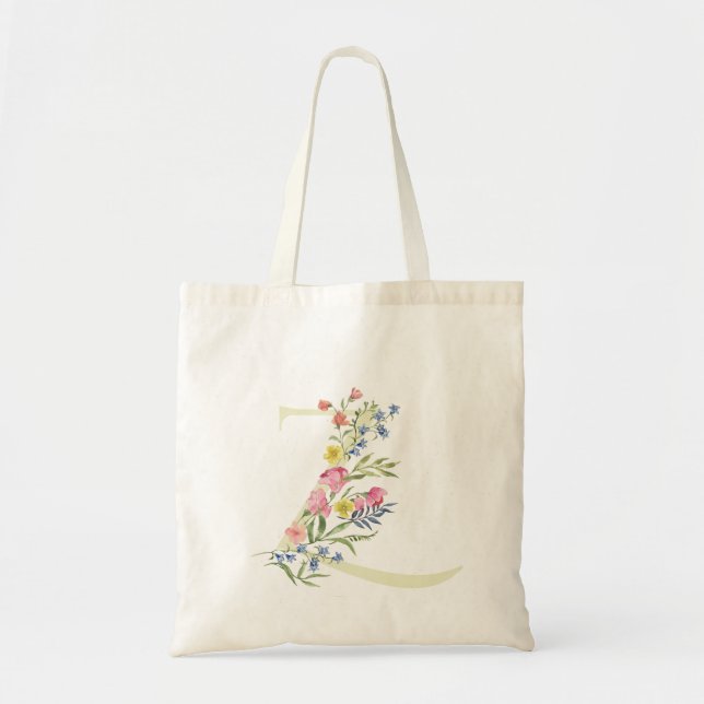 Z monogram wedding floral summer Bridal Shower Tote Bag (Front)