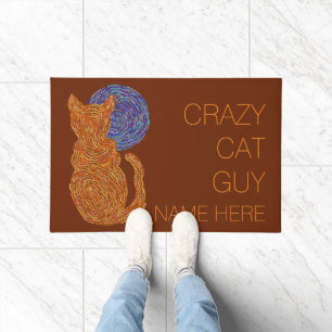 Z Orange Cat And The Moon Cat Lover Kitten Feline Doormat