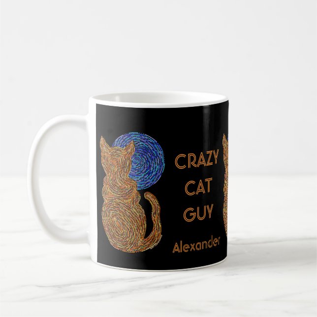 Z Personalise This Fun Crazy Cat Guy Coffee Cup (Left)