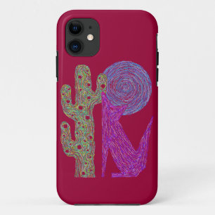Z Purple Coyote Wolf Colourful Southwestern Design Case-Mate iPhone Case