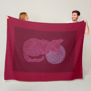 Z Red Cat And The Moon Cat Lover Feline Kitten Fleece Blanket
