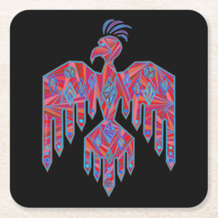 Z Thunderbird Southwest Art Native American Symbol Square Paper Coaster